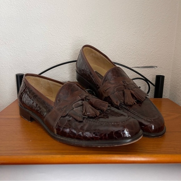 Johnston & Murphy Italian Leather Mens Dress Shoes with Tassel size 9.5 - Picture 7 of 9